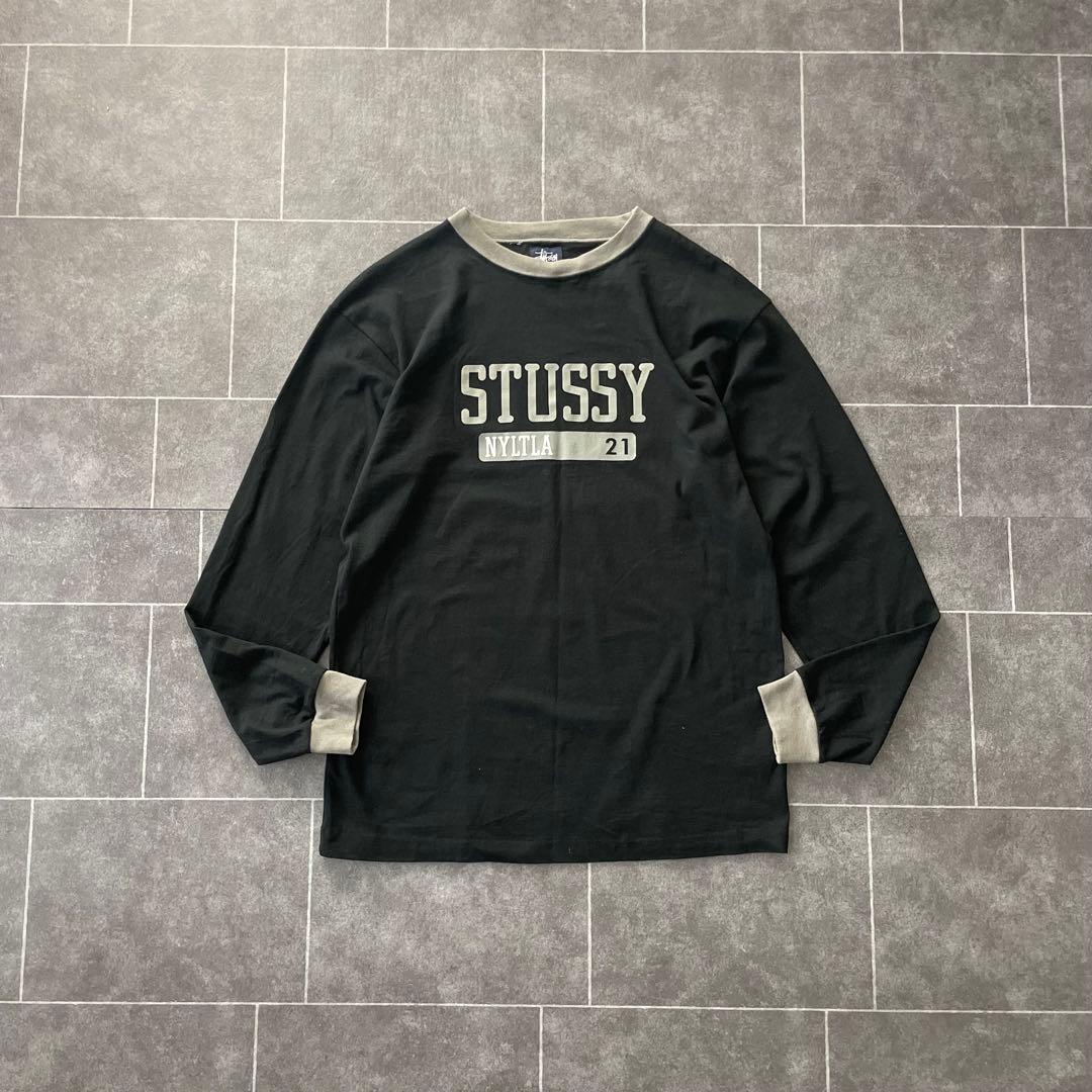 90's usa製 紺タグ Stussy ステューシー L/S Tee 黒 L