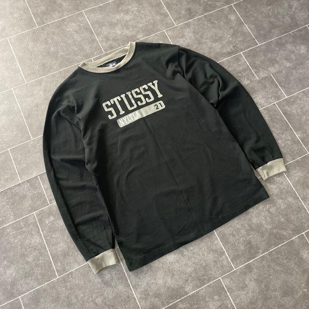 90's usa製 紺タグ Stussy ステューシー L/S Tee 黒 L