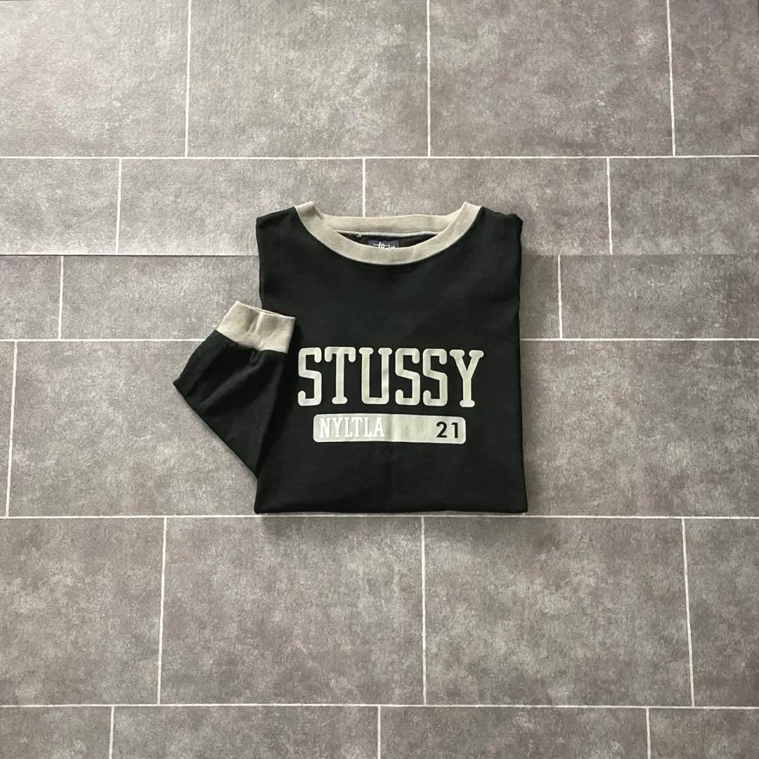 90's usa製 紺タグ Stussy ステューシー L/S Tee 黒 L