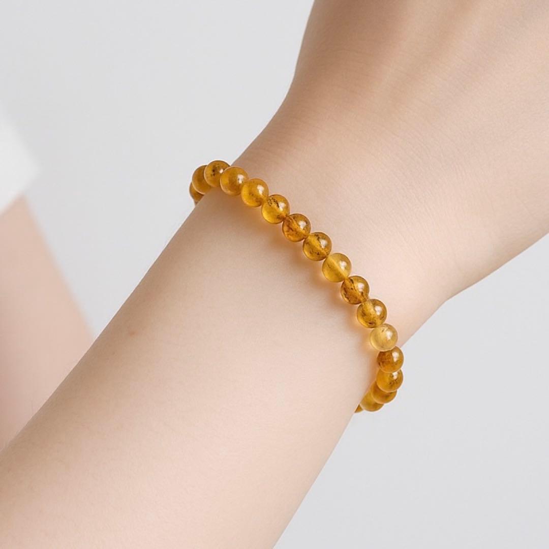 【くんく】天然琥珀バルティックアンバーのゴムブレスレット
