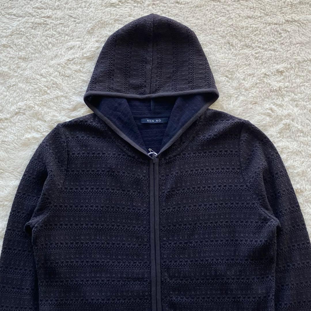 未使用品 マドモアゼルノンノン NONNO レース ニットパーカー ネイビー L
