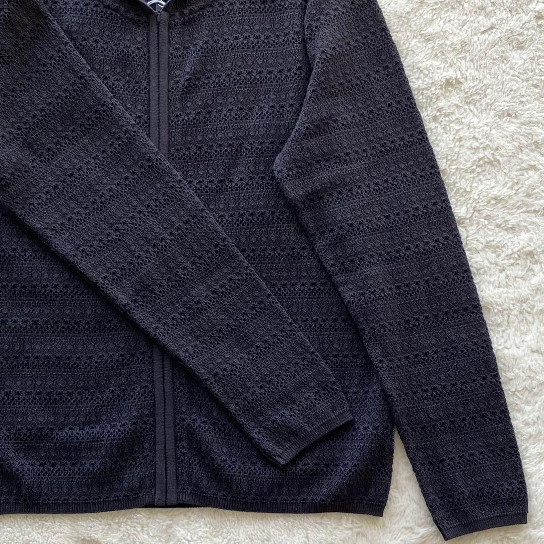 未使用品 マドモアゼルノンノン NONNO レース ニットパーカー ネイビー L