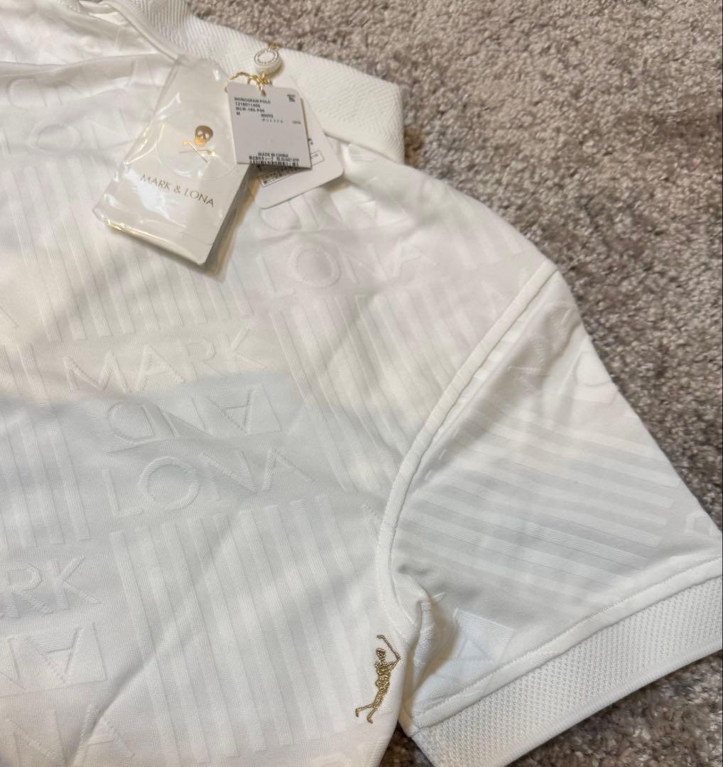 MARK&LONA【新品未使用タグ付き】マークアンドロナ半袖ポロシャツロゴ総柄