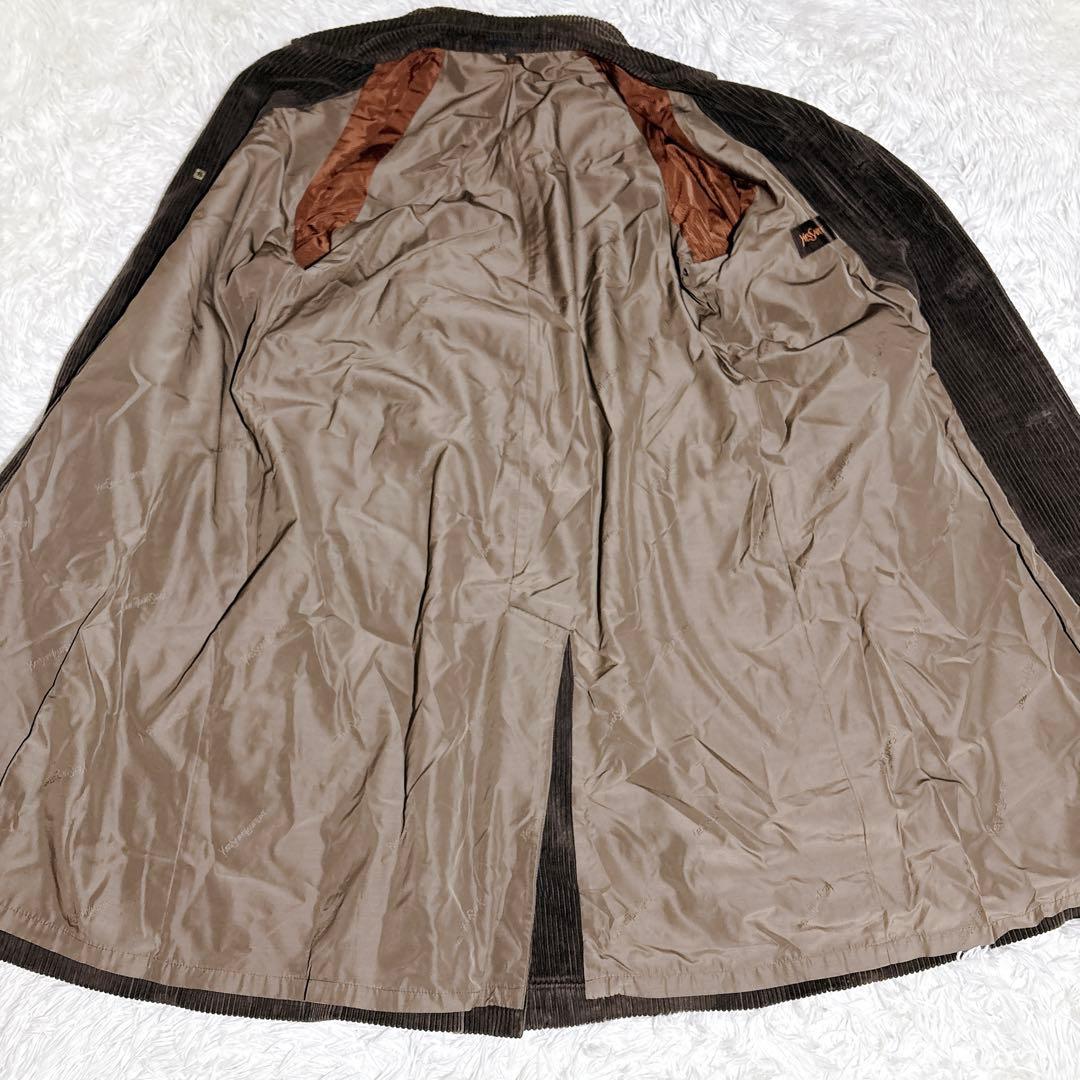 YSL イヴサンローラン コーデュロイコート 茶 メンズS相当 ロング