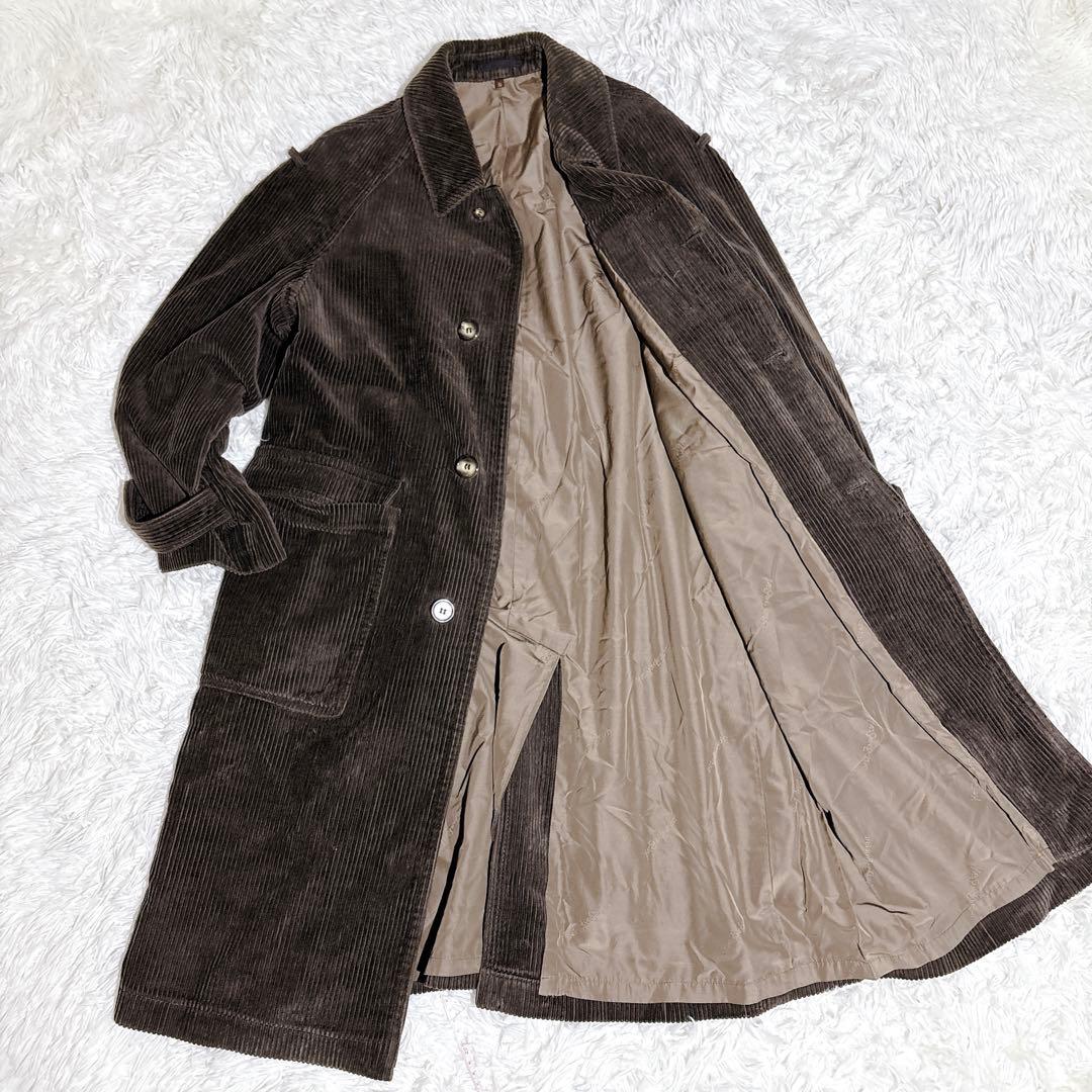 YSL イヴサンローラン コーデュロイコート 茶 メンズS相当 ロング
