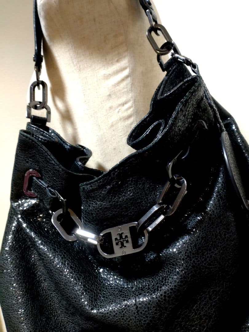 USED★トリーバーチ★肩掛けバック★黒ラメ