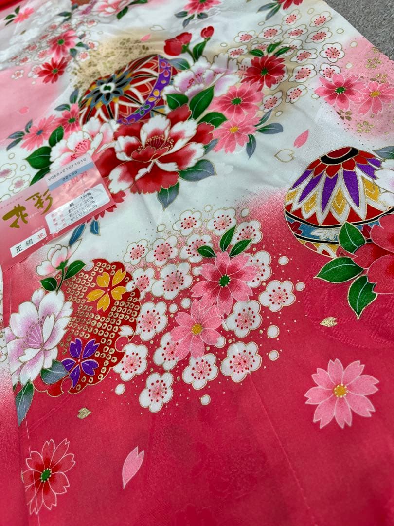 新品★七五三　きものと長襦袢　2点　四つ身　正絹（表地のみ）　C08