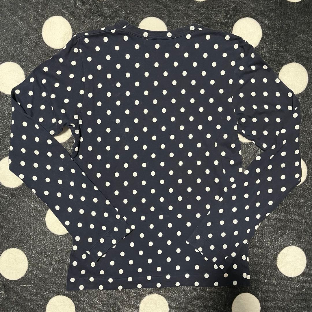 コムデギャルソン 水玉 ドット柄 ネイビー 長袖 Tシャツ S