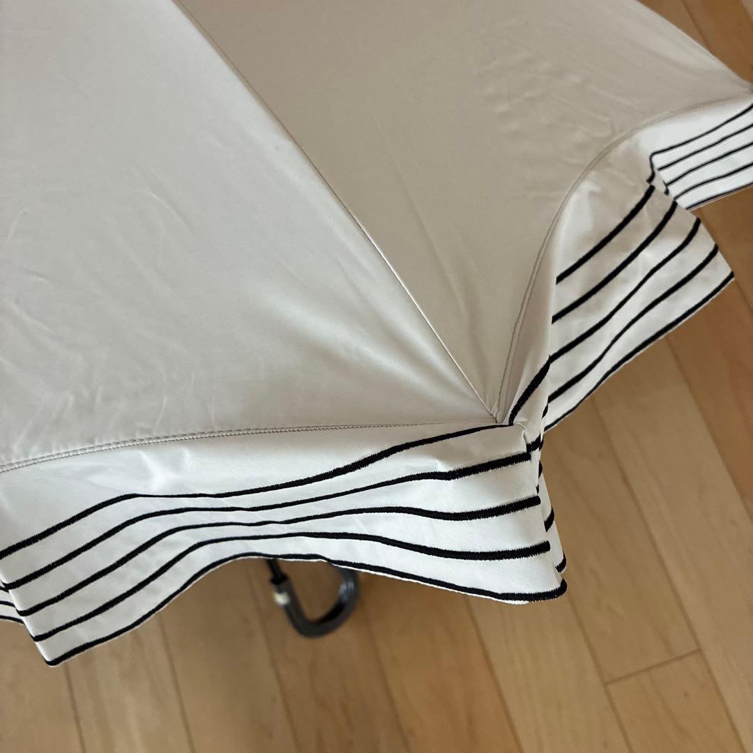 ビューランス　持ち手付きホワイト×ブラックフリル　晴雨兼用日傘①若干汚れあり！