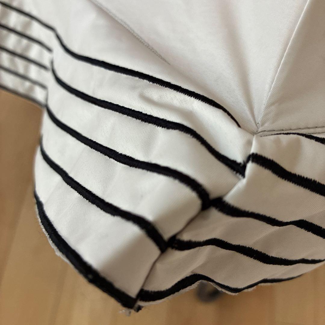 ビューランス　持ち手付きホワイト×ブラックフリル　晴雨兼用日傘①若干汚れあり！