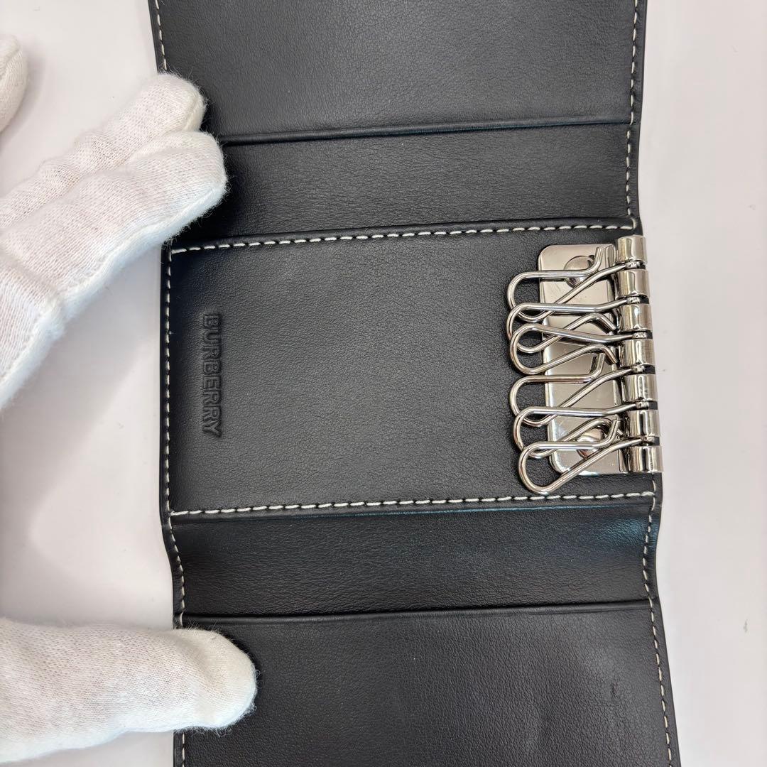 美品　BURBERRY キーケース　6連　ノバストライプ　チェック　ブラウン