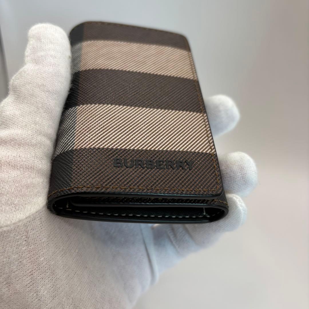 美品　BURBERRY キーケース　6連　ノバストライプ　チェック　ブラウン