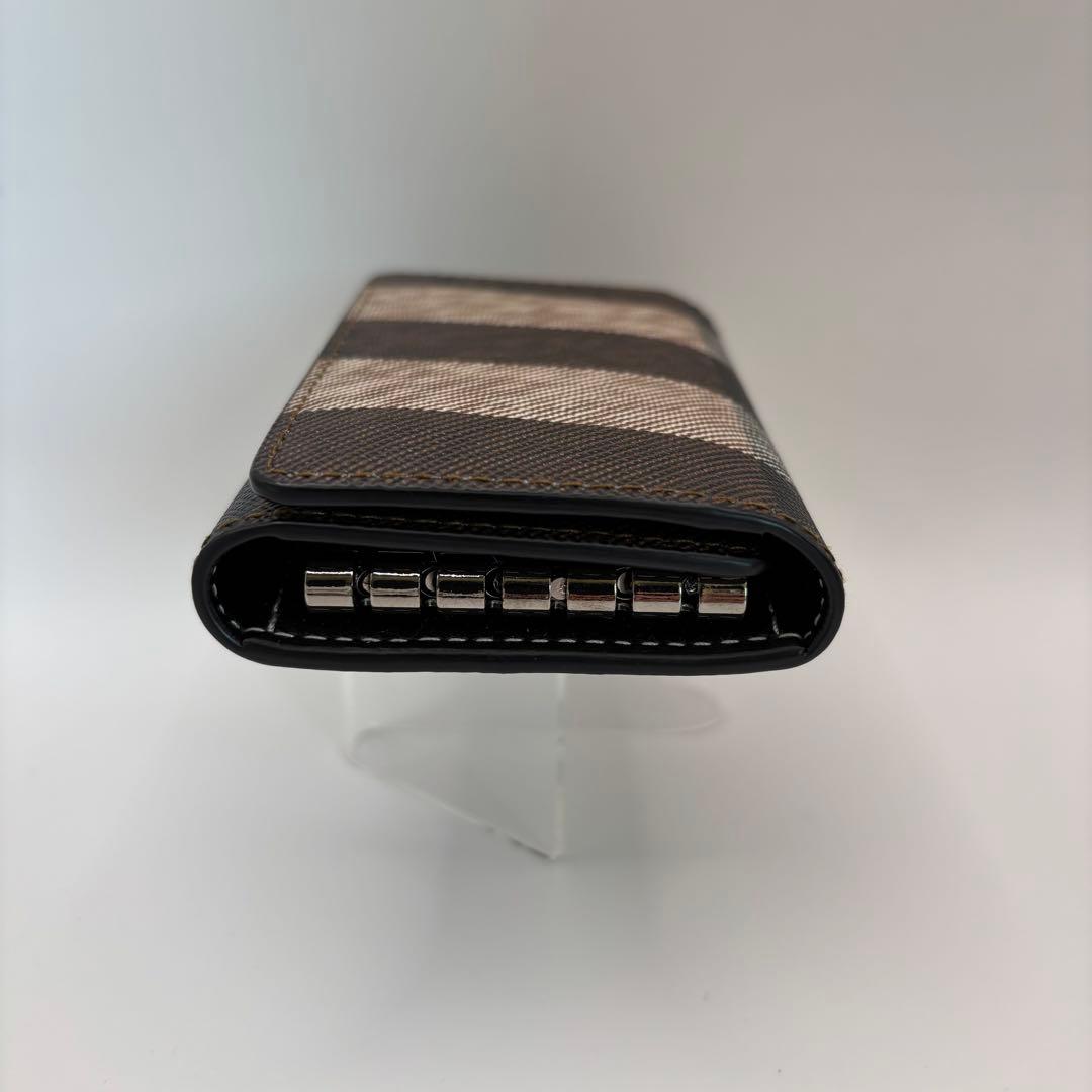 美品　BURBERRY キーケース　6連　ノバストライプ　チェック　ブラウン