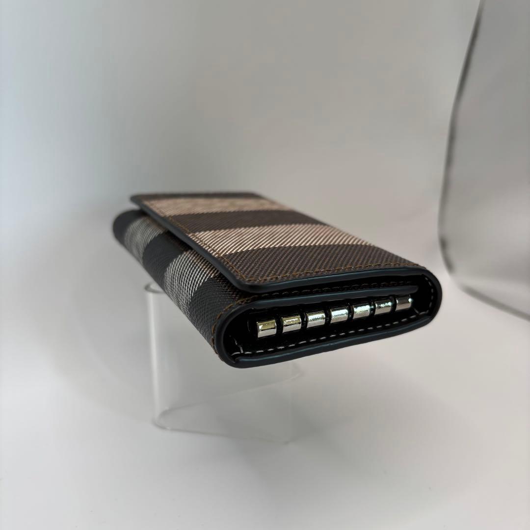 美品　BURBERRY キーケース　6連　ノバストライプ　チェック　ブラウン
