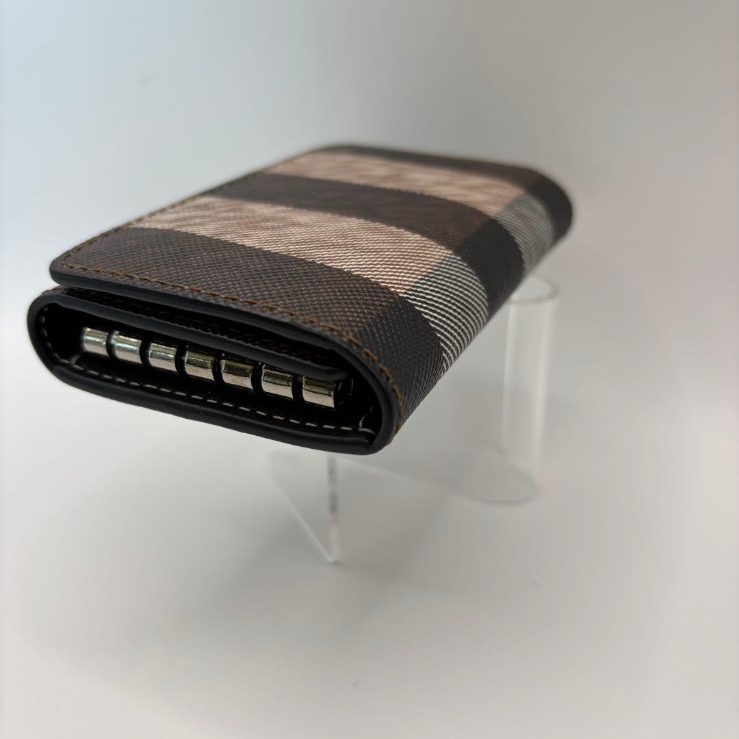 美品　BURBERRY キーケース　6連　ノバストライプ　チェック　ブラウン