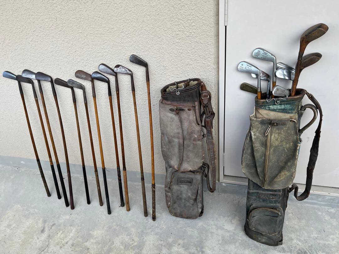 激レア❗️！骨董品!　ゴルフセット+革製キャデバッグ2点