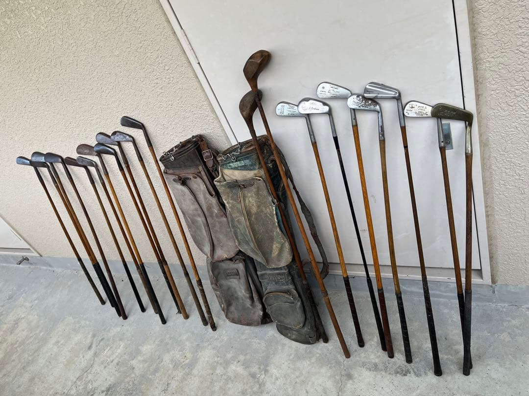 激レア❗️！骨董品!　ゴルフセット+革製キャデバッグ2点