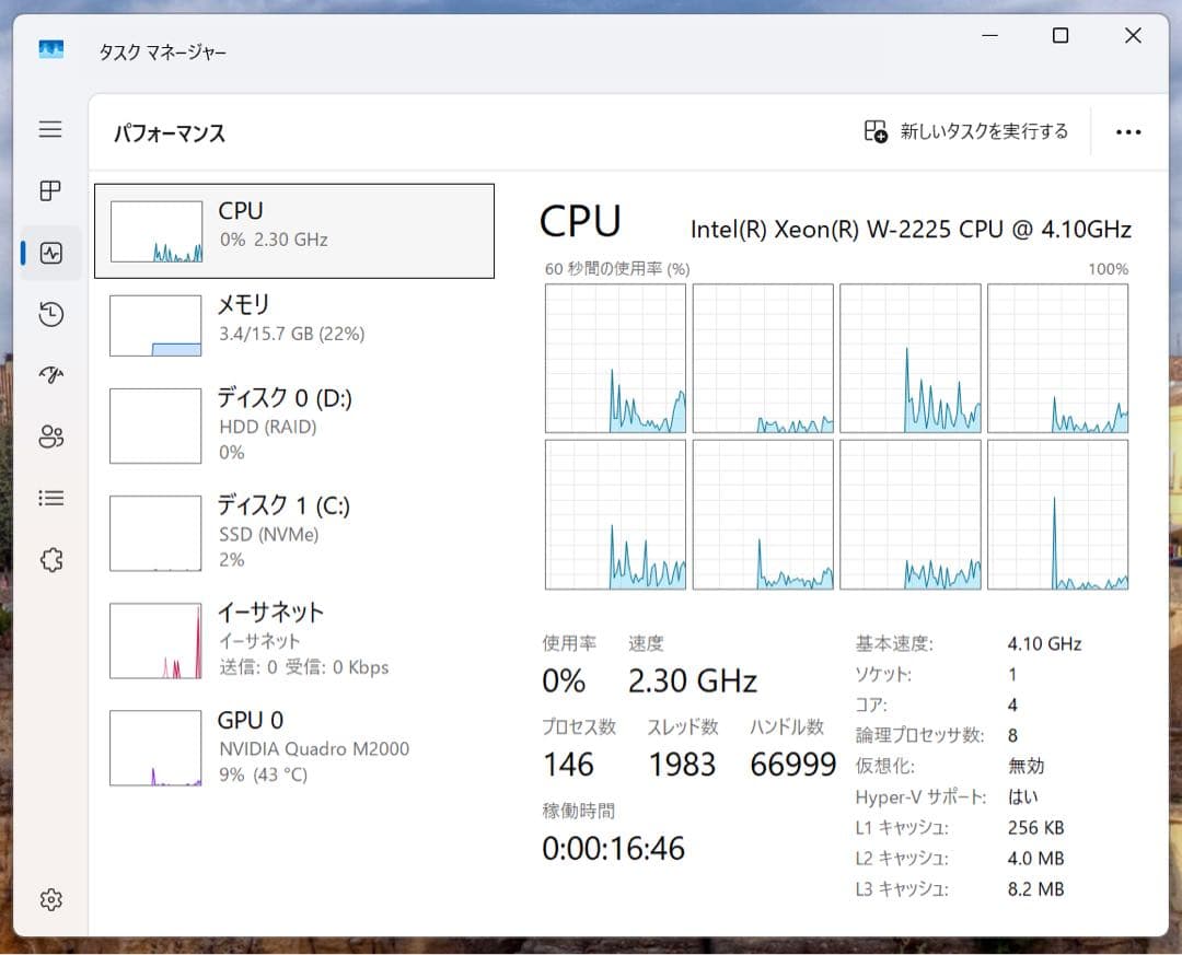 HP Z4 G4 Workstation W-2225 SSD メモリなし