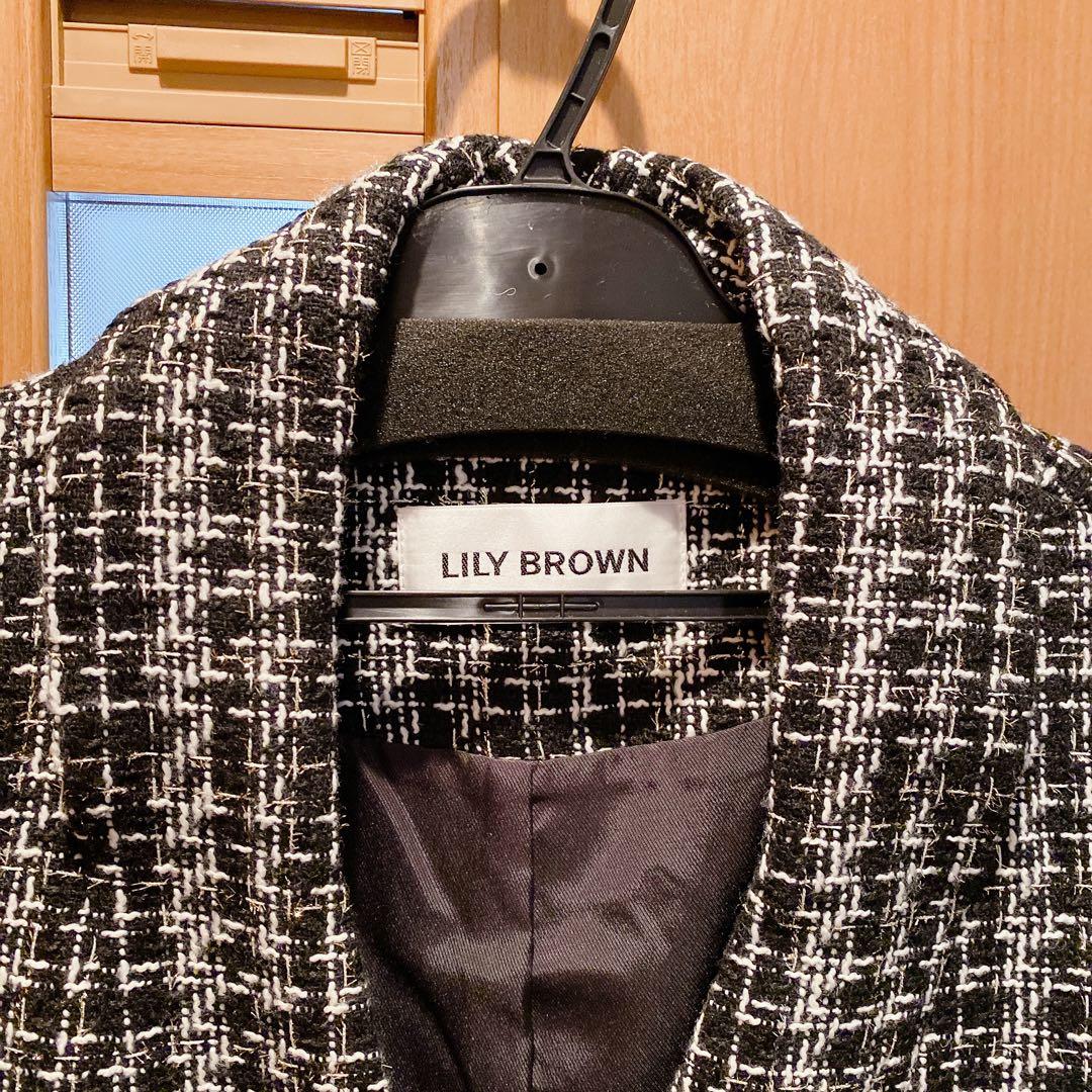 新品未使用LILY BROWN チェック柄チェスターコートロングコート サイズ1