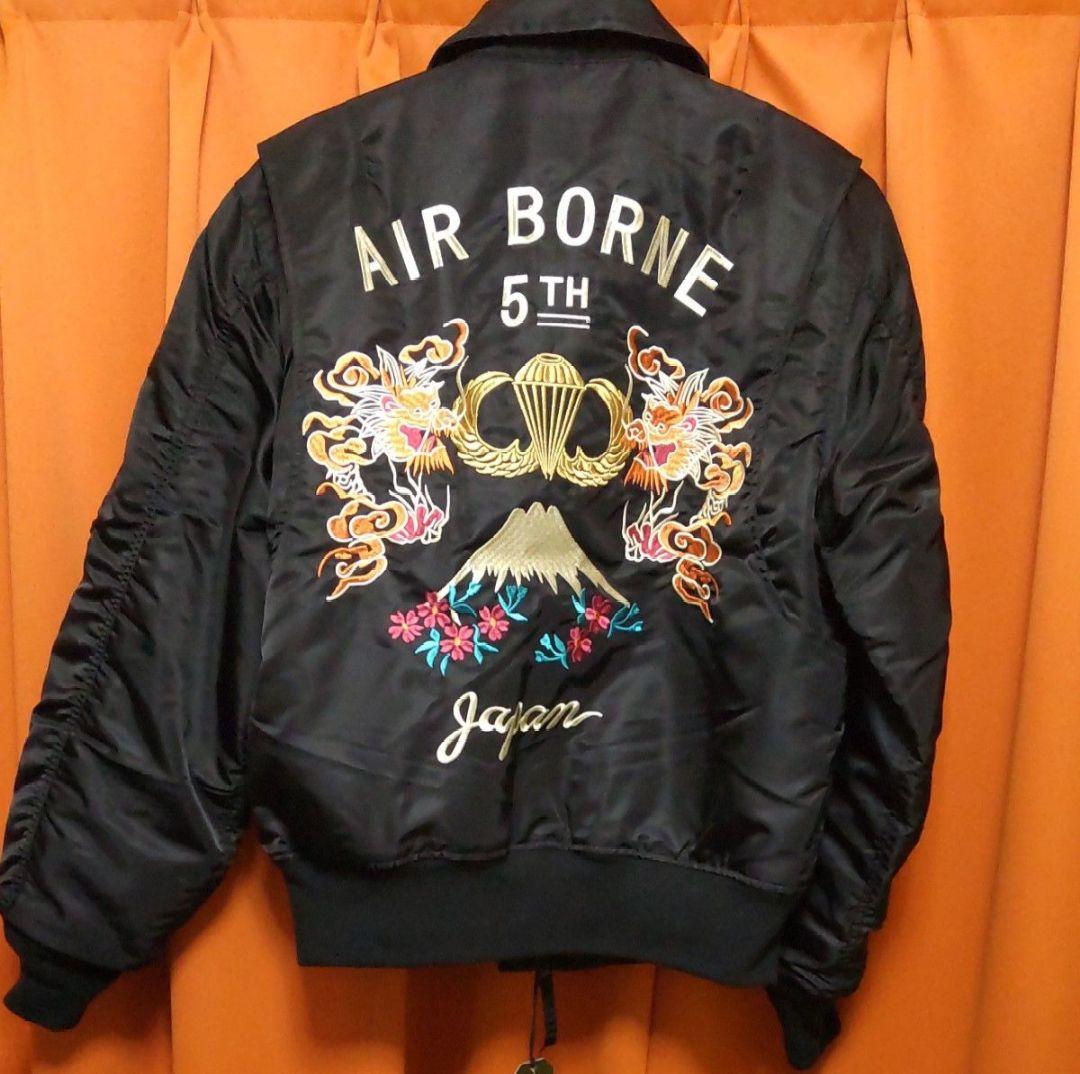 【新品】ヒューストン 刺繍カスタム フライトジャケット ブラックM