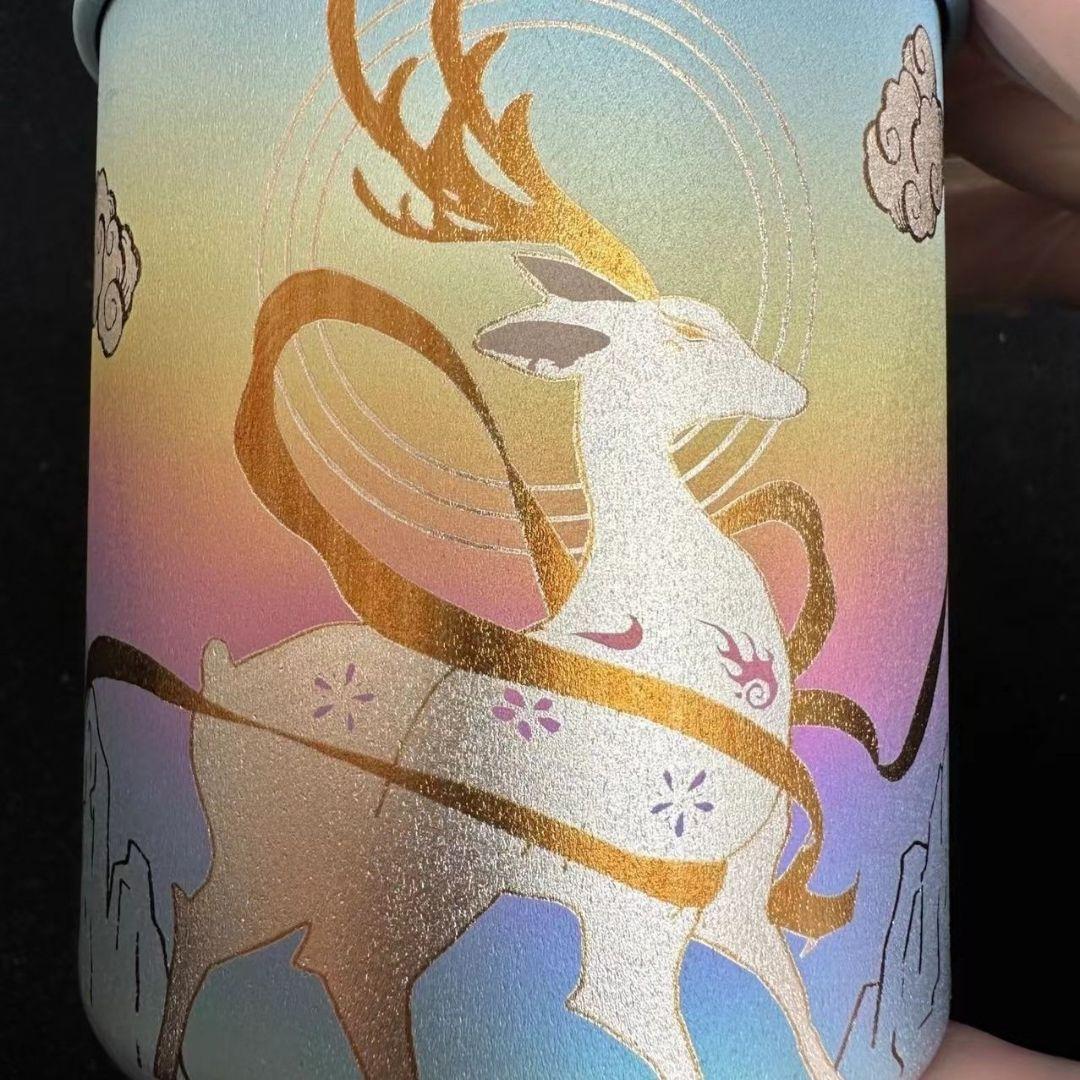 スノーピーク チタンマグ 300 カスタム 陽極酸化 刻印 アート　神鹿