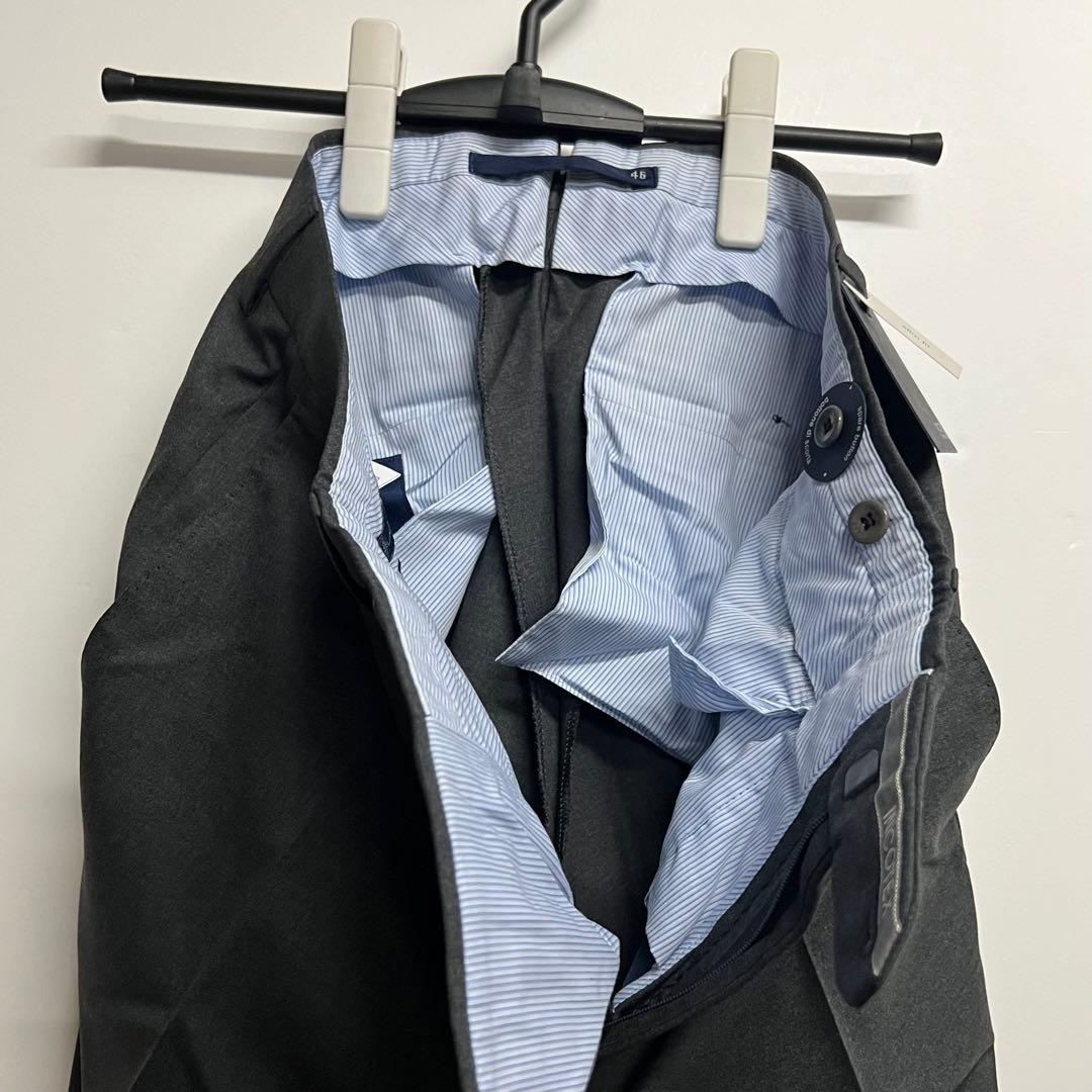 【新品未使用品】インコテックス スラックスパンツ ウール チャコールグレー 46