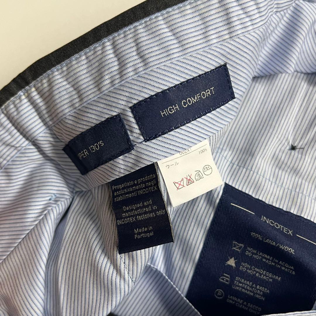 【新品未使用品】インコテックス スラックスパンツ ウール チャコールグレー 46