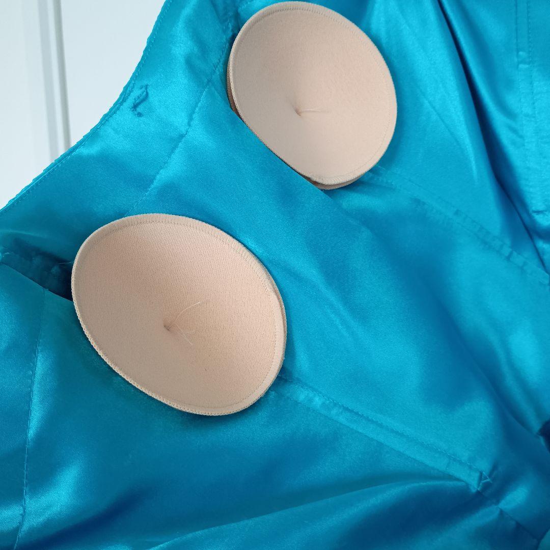 Bicici ブルー フリル シフォン ロングドレス