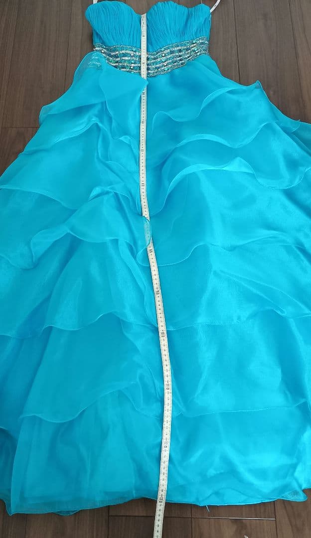 Bicici ブルー フリル シフォン ロングドレス