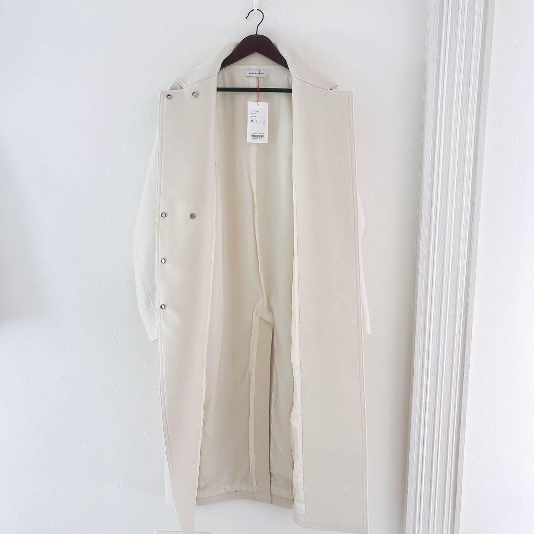 《新品》MAISON SPECIAL ローエッジコート S140メルトン 白 F
