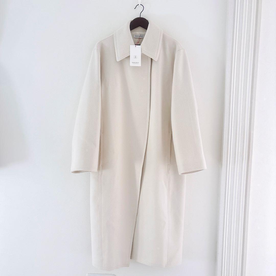 《新品》MAISON SPECIAL ローエッジコート S140メルトン 白 F
