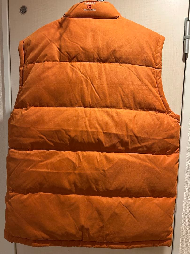 90sCHAPS Ralph Laureダウンベスト オレンジ タータンチェック