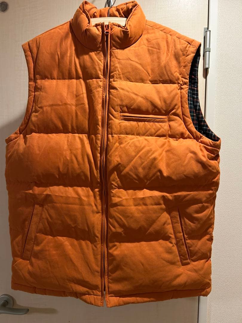 90sCHAPS Ralph Laureダウンベスト オレンジ タータンチェック