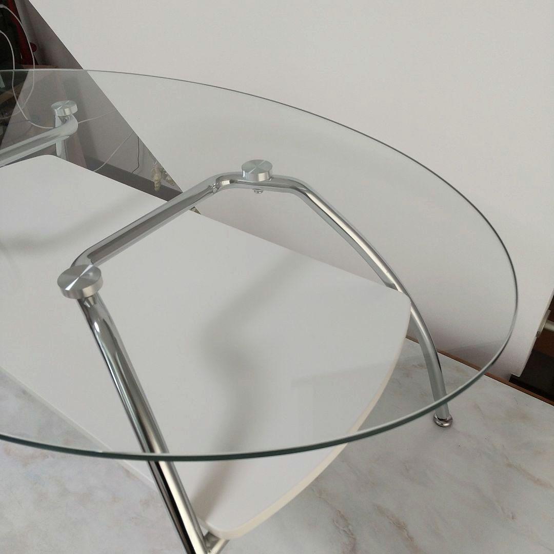 【 美品 】ニトリ 楕円形ガラスセンターテーブル