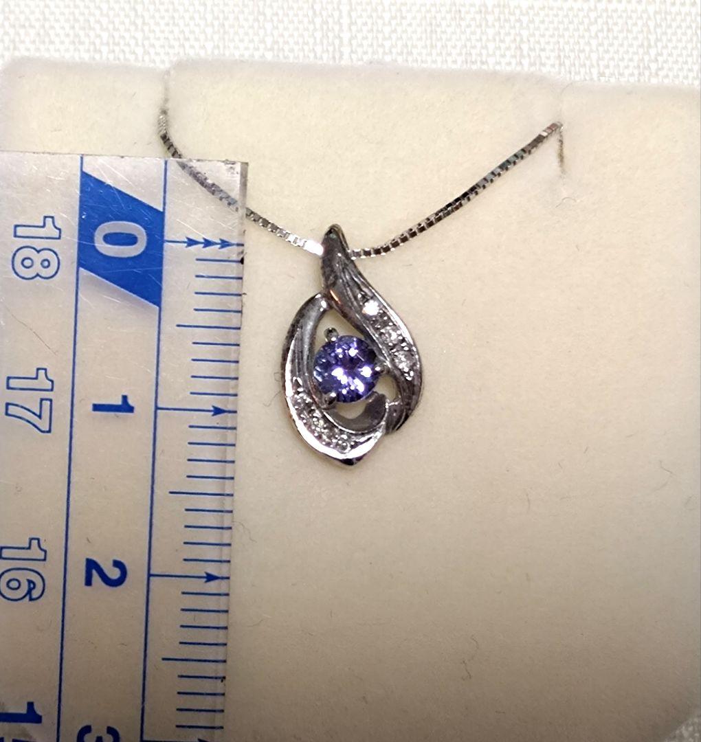 festaria　K10WG　タンザナイトとダイヤモンドのネックレス（40cm）