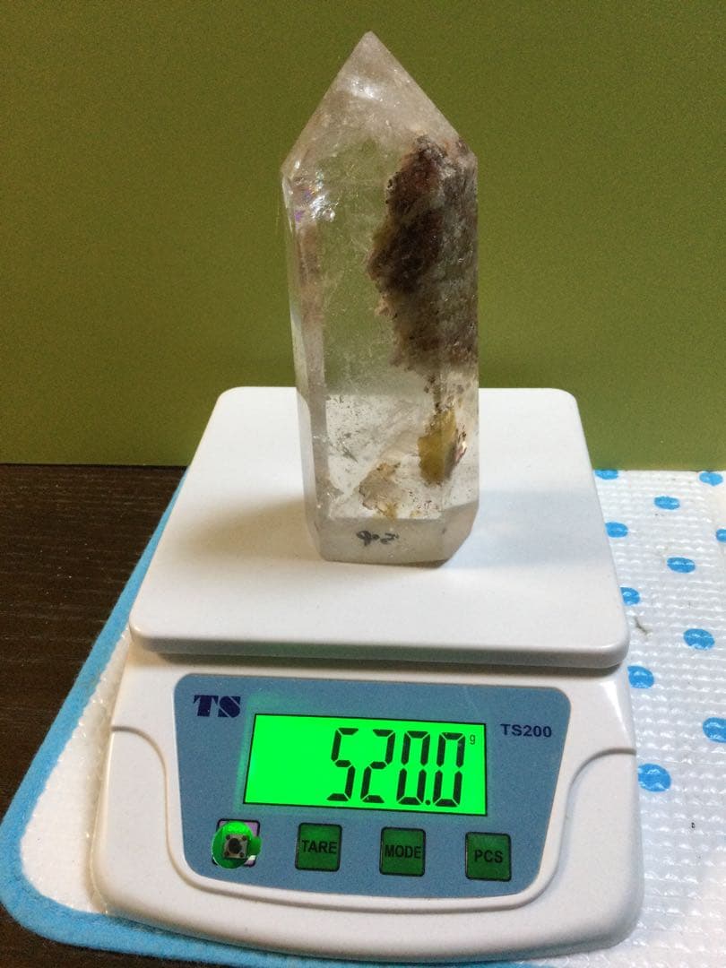 ガーデン水晶6角柱，赤水晶6角柱，インカローズ原石，3点セット