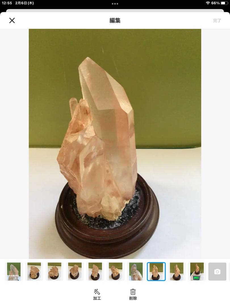 ガーデン水晶6角柱，赤水晶6角柱，インカローズ原石，3点セット