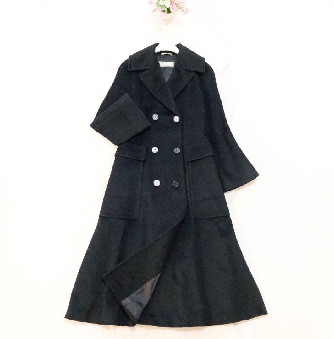 MaxMara*マックスマーラ　ロングコート　女優襟　ブラック　銀タグ 36