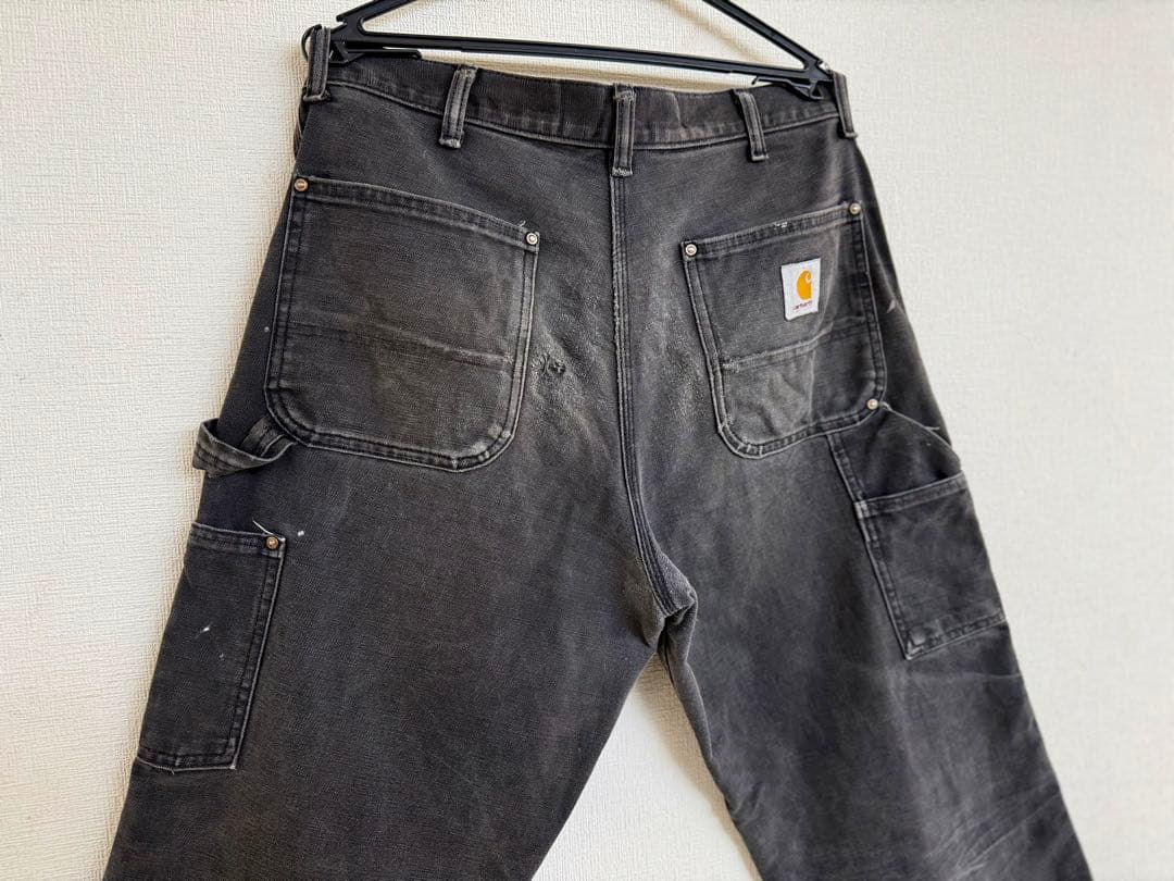 幻 80s 星タグ 34X30 W34 カーハート ダブルニー パンツ ブラック