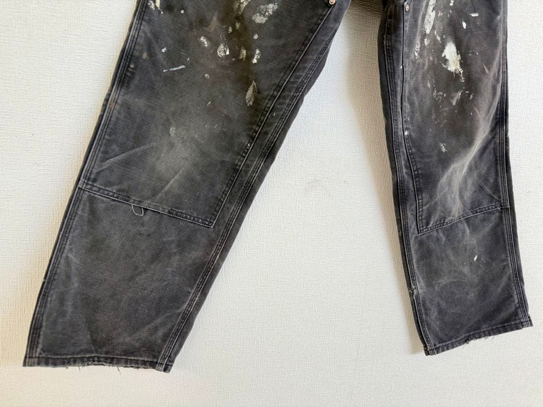 幻 80s 星タグ 34X30 W34 カーハート ダブルニー パンツ ブラック