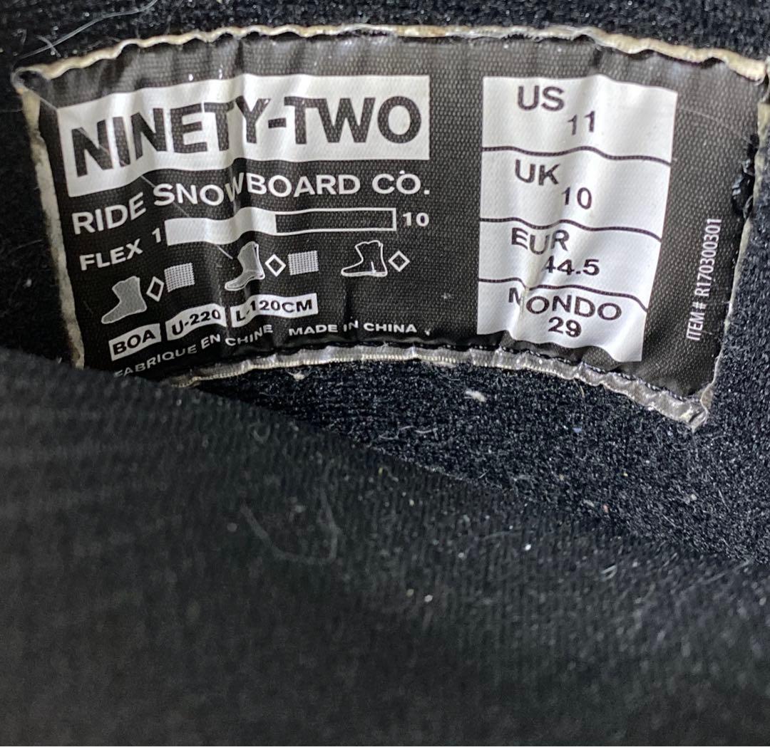 RIDE 92 (NINETY TWO スノーボードブーツ ブラック)29cm