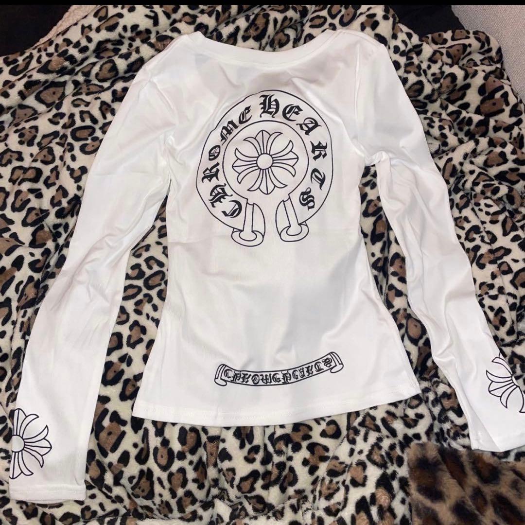 D*m様 即日発送 クロムハーツ柄　ロングスリーブTシャツ　ホワイトSサイズ ピ