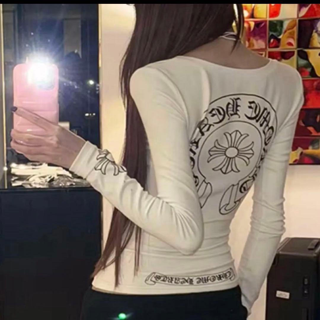 D*m様 即日発送 クロムハーツ柄　ロングスリーブTシャツ　ホワイトSサイズ ピ