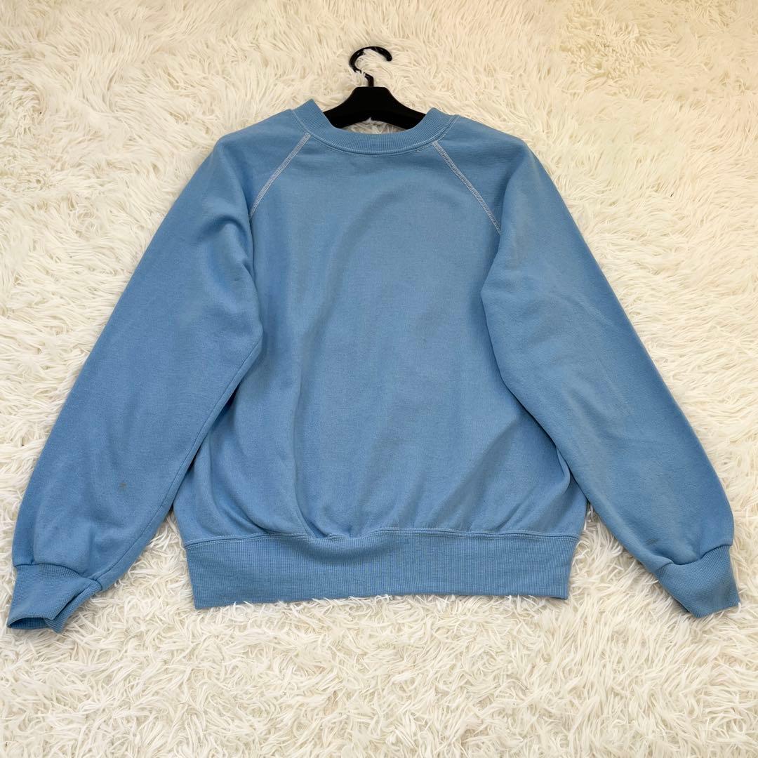 70's USA製 ビンテージ 白足 ミッキー スエット XL 水色