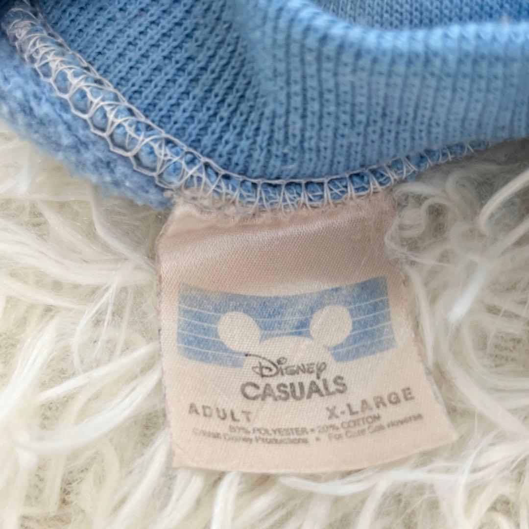 70's USA製 ビンテージ 白足 ミッキー スエット XL 水色