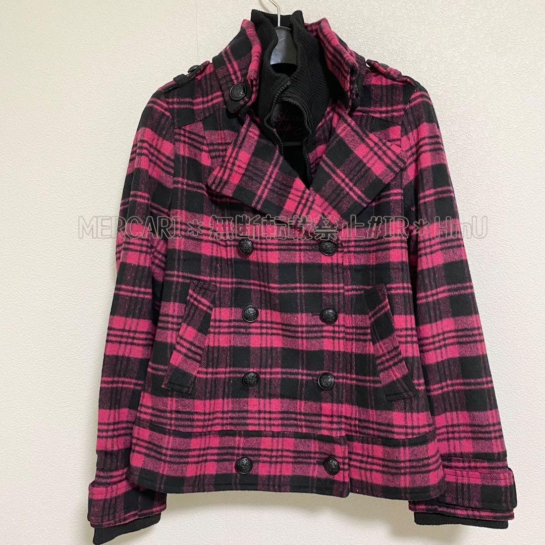 Skinny Lip ピンク チェック コート M 平成ギャル　Y２K