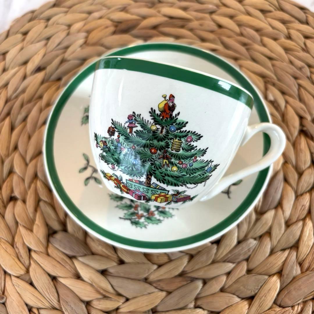 【箱付き・英国製】スポード　クリスマスツリー　プレート カップ・ソーサーセット②