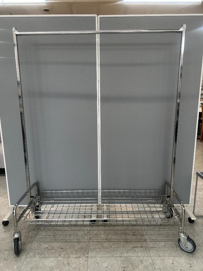 PFS 48\" GARMENT RACK　ハンガーラック　シェルフ付き　シルバー