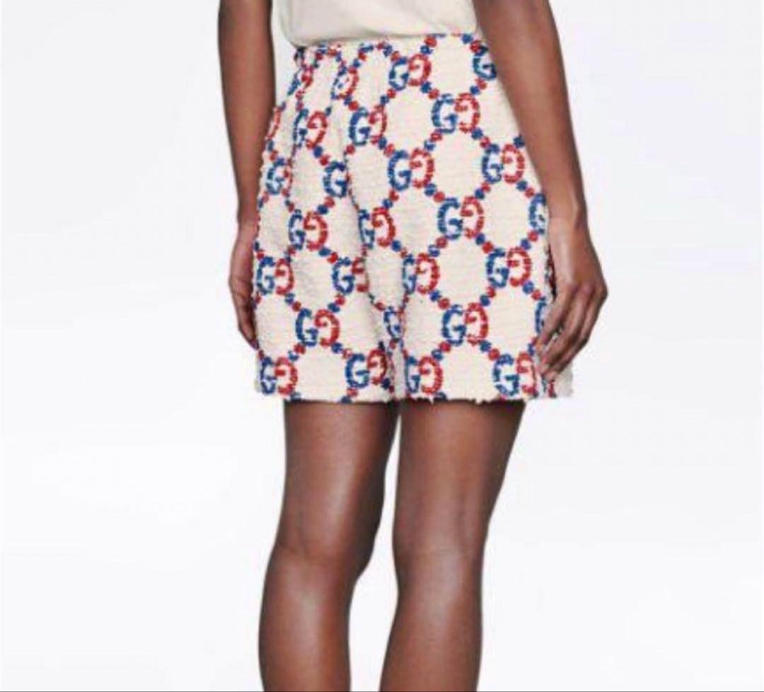 極美品 GUCCI シルヴィGG柄ショートパンツ 現行 42 キュロット19AW