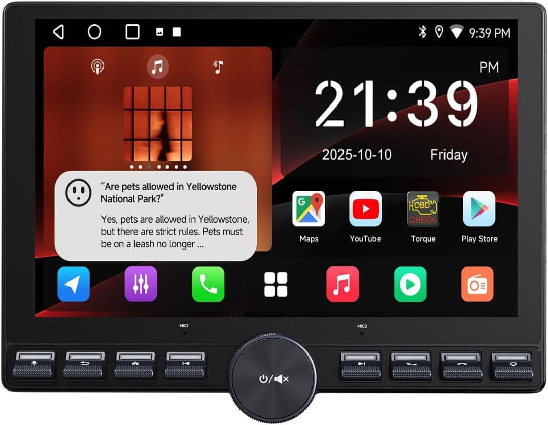 1,2DIN ディスプレイオーディオ【10インチ 大画面QLED】